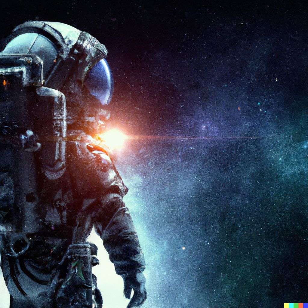 an astronaut, mixed media